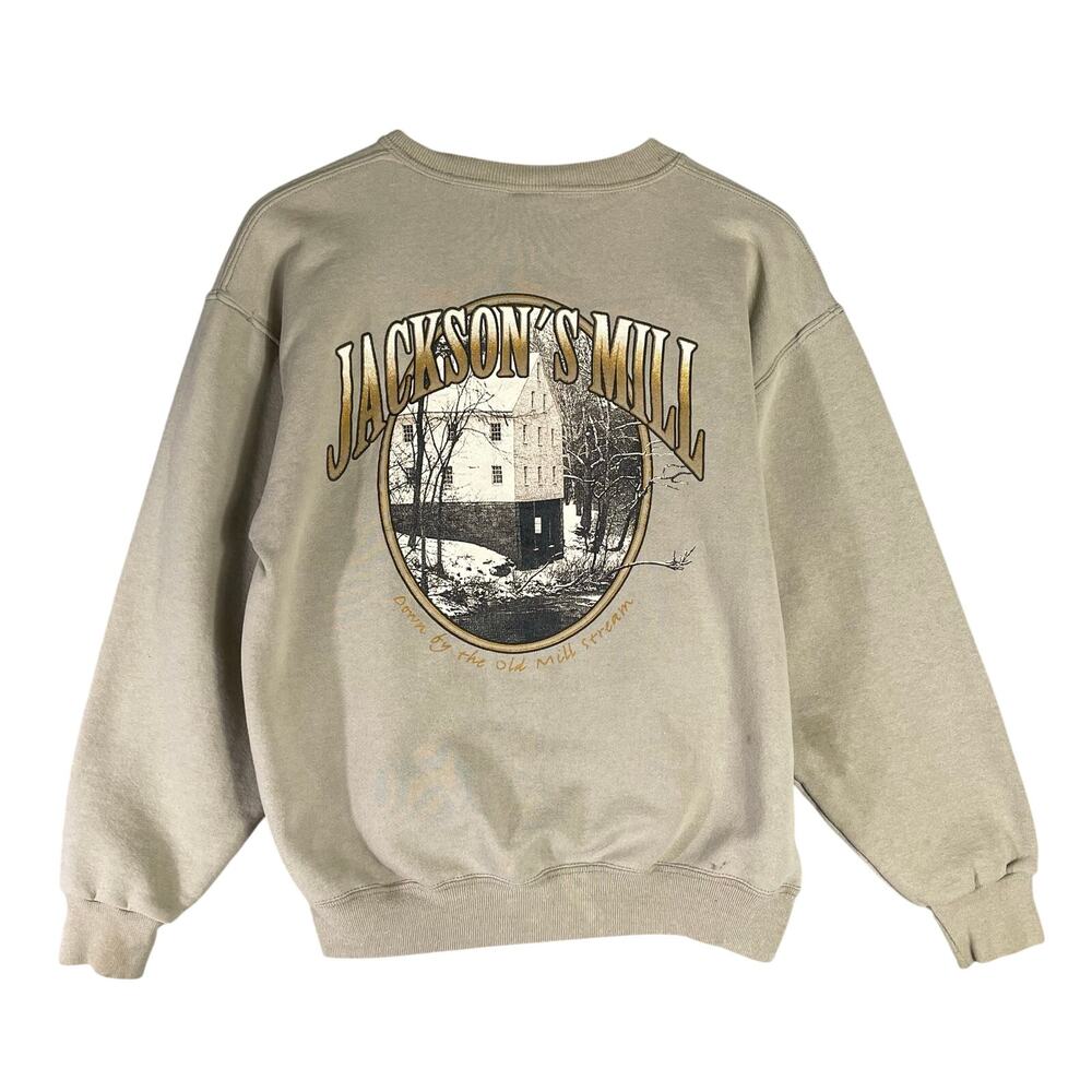 Vintage‎ Jackson’s Mill Graphic Crewneck Sweatshirt Beige USA Heritage Pullover